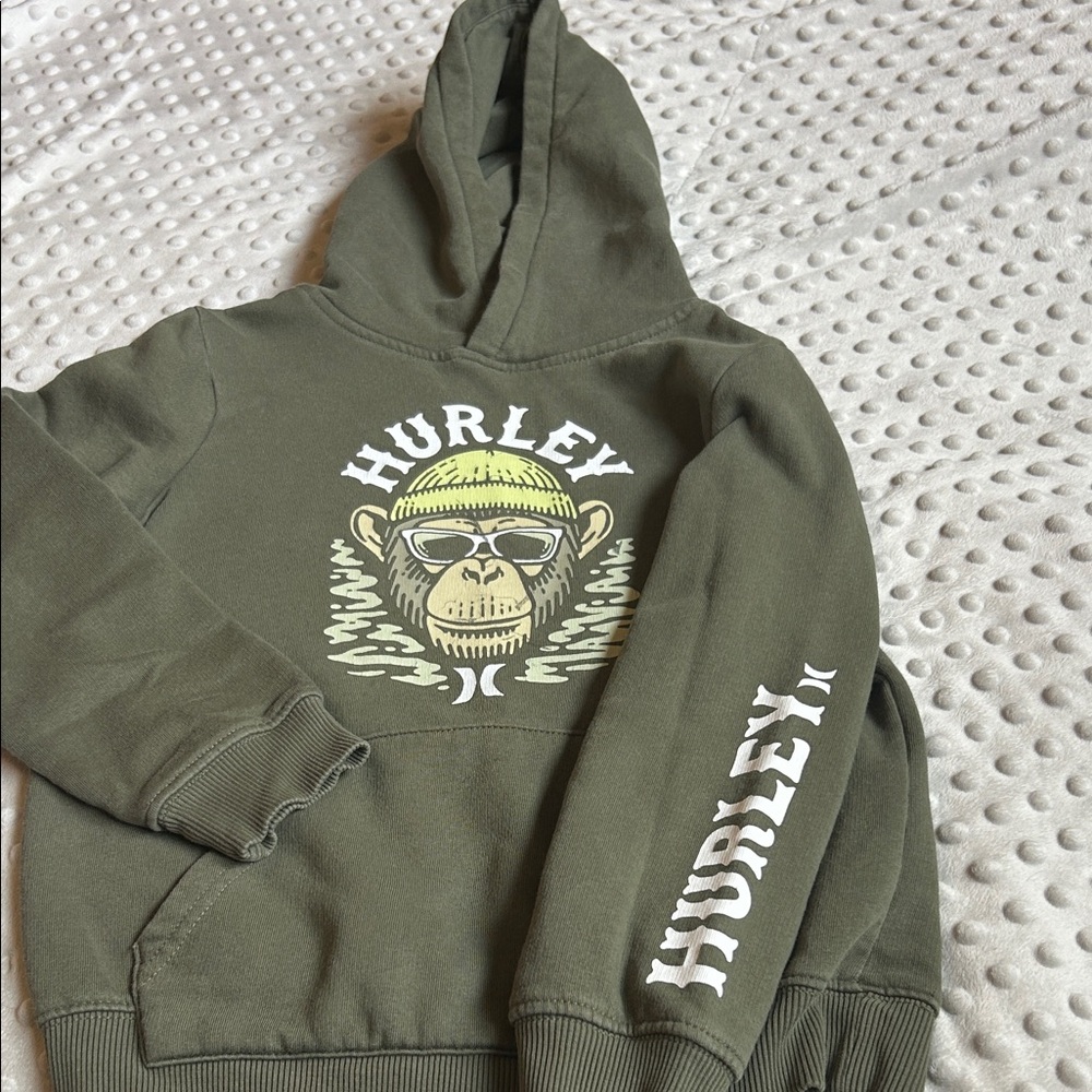 Hurley Olive Hoodie with Monkey Design